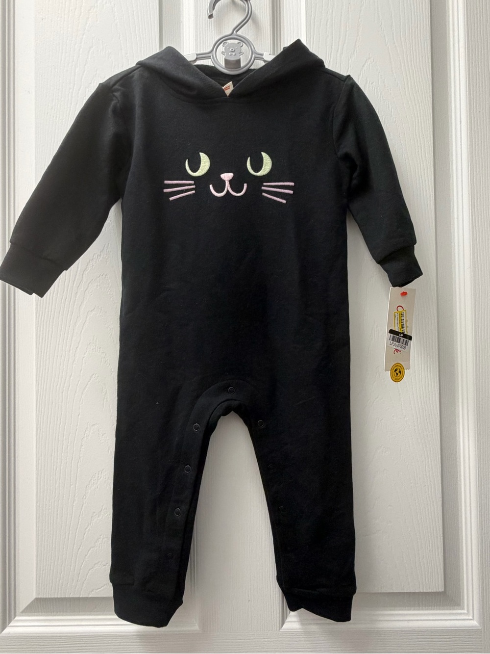 Cat & Jack Black Hooded One-Piece with Cat Face
